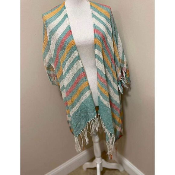 Free People Tan Lines Woven Kimono Size OS - Picture 2 of 4